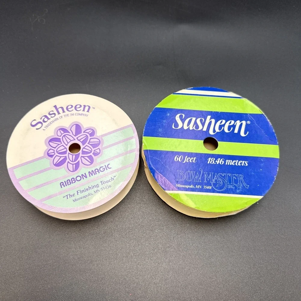 Lot of 2 Vintage‎ Sasheen Bow master Ribbon Magic Yellow White Dots Pink